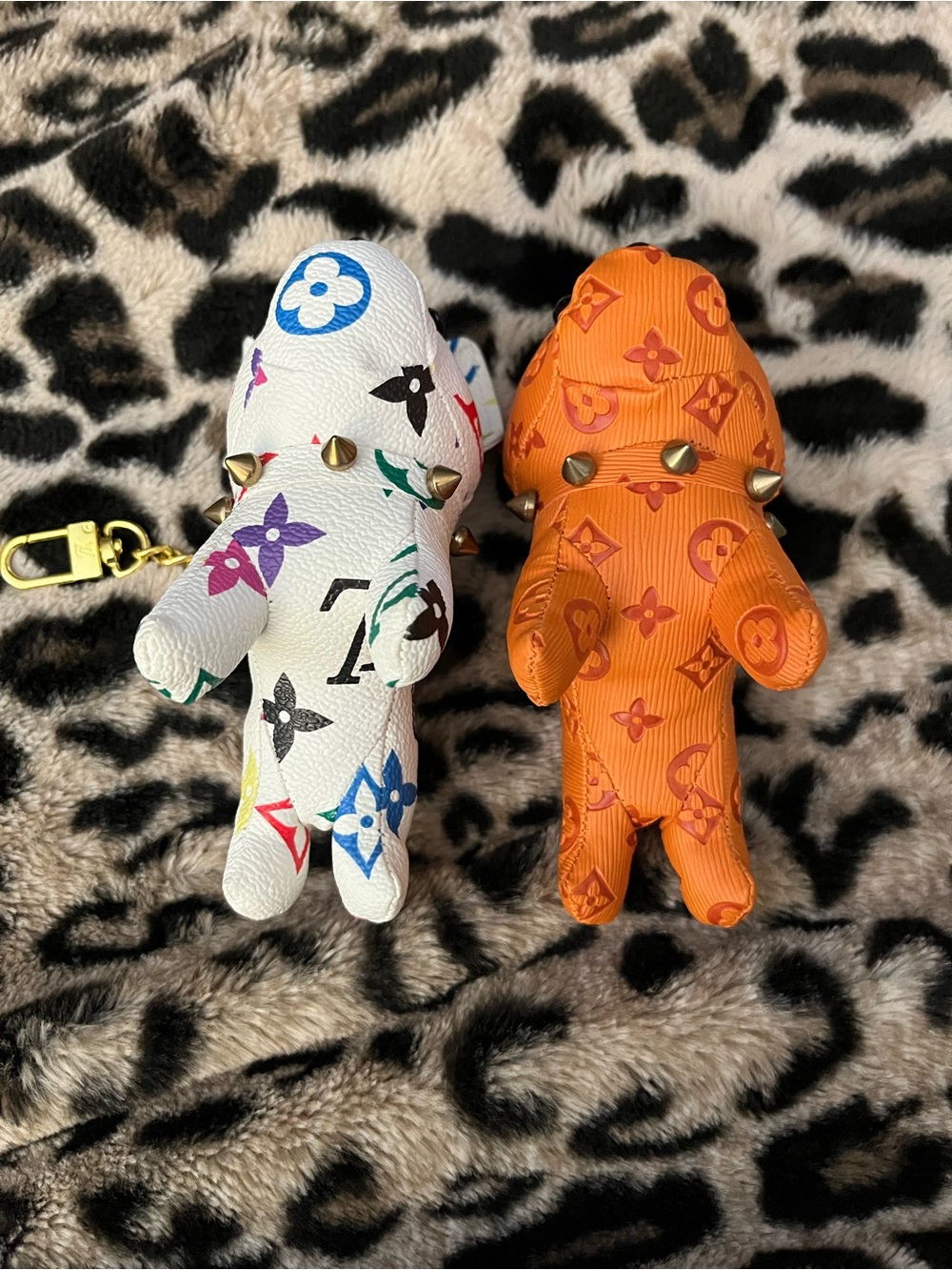 Designer-Inspired Orange and White Leather Dog Bag Charms (2) - Picture 4 of 5